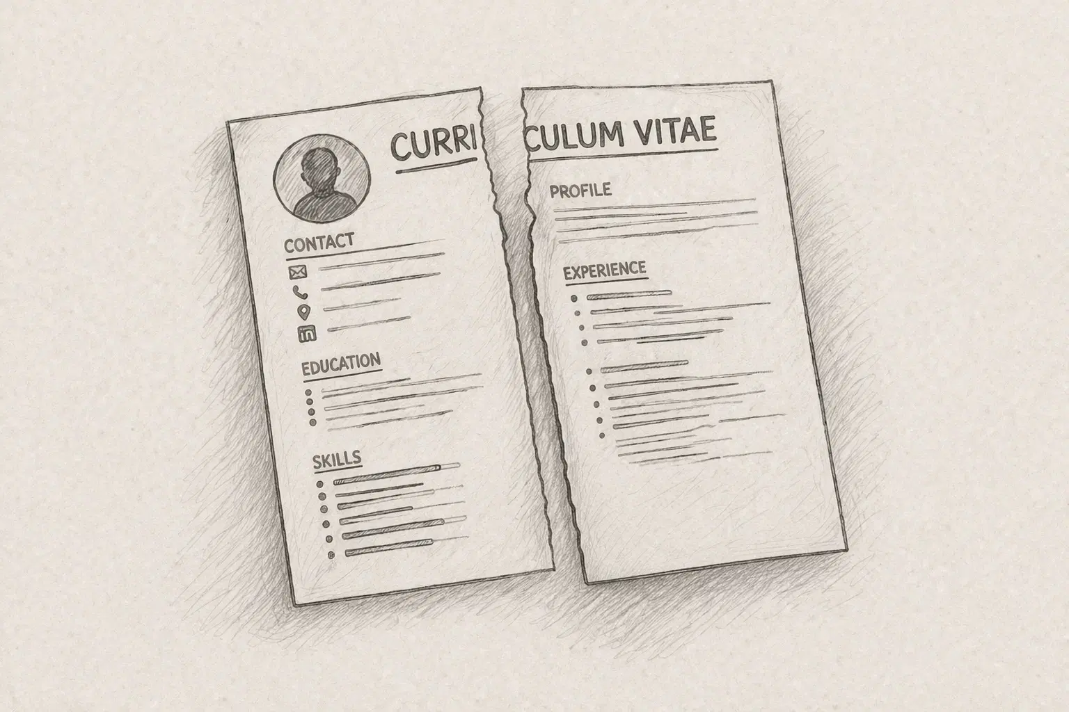 Illustrated graphic for the blog post comparing an ATS-friendly CV with a personal website.
